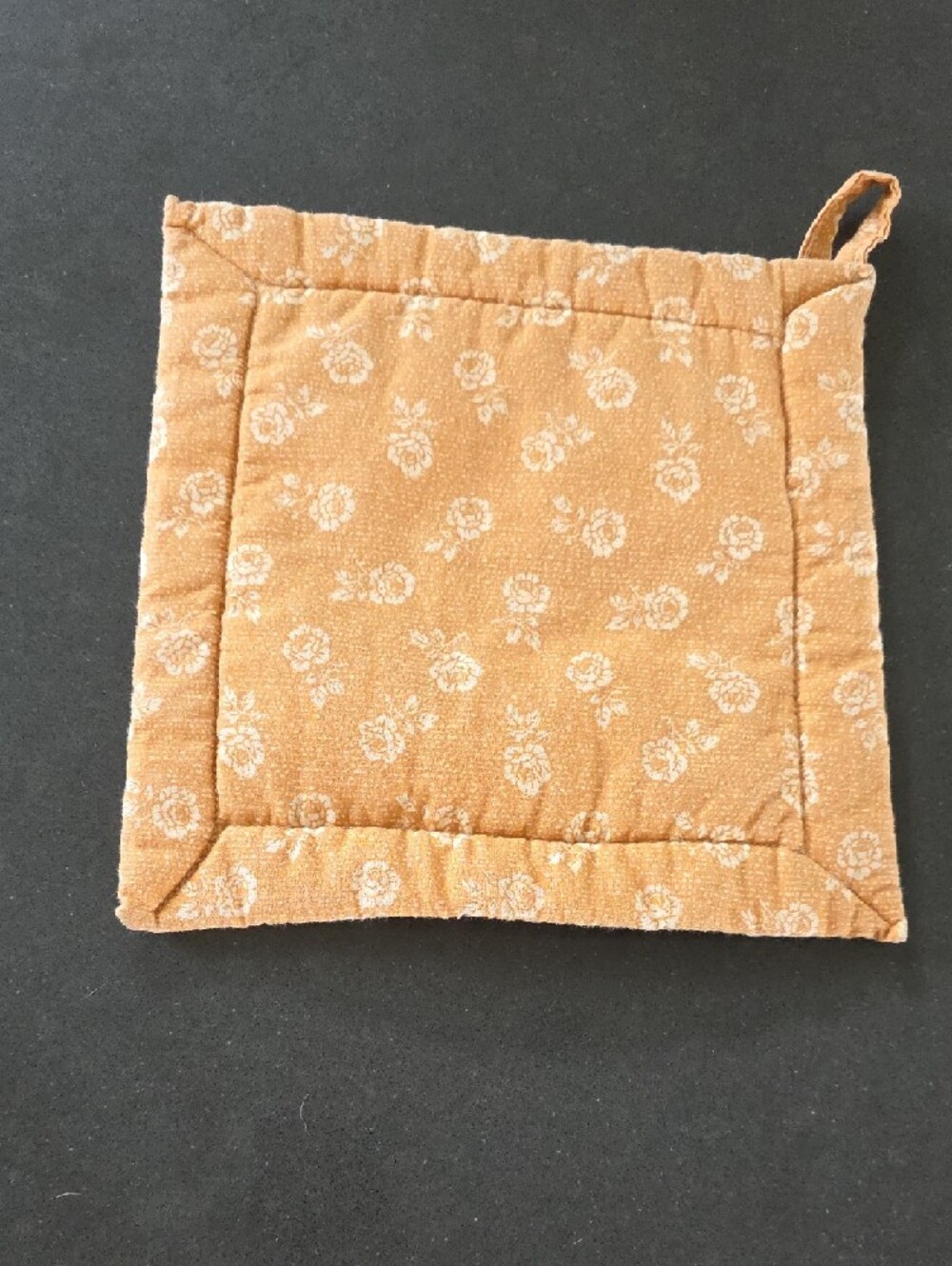 Vintage Style Orange Cotton Potholder with Tea Party Print - Picture 2 of 2